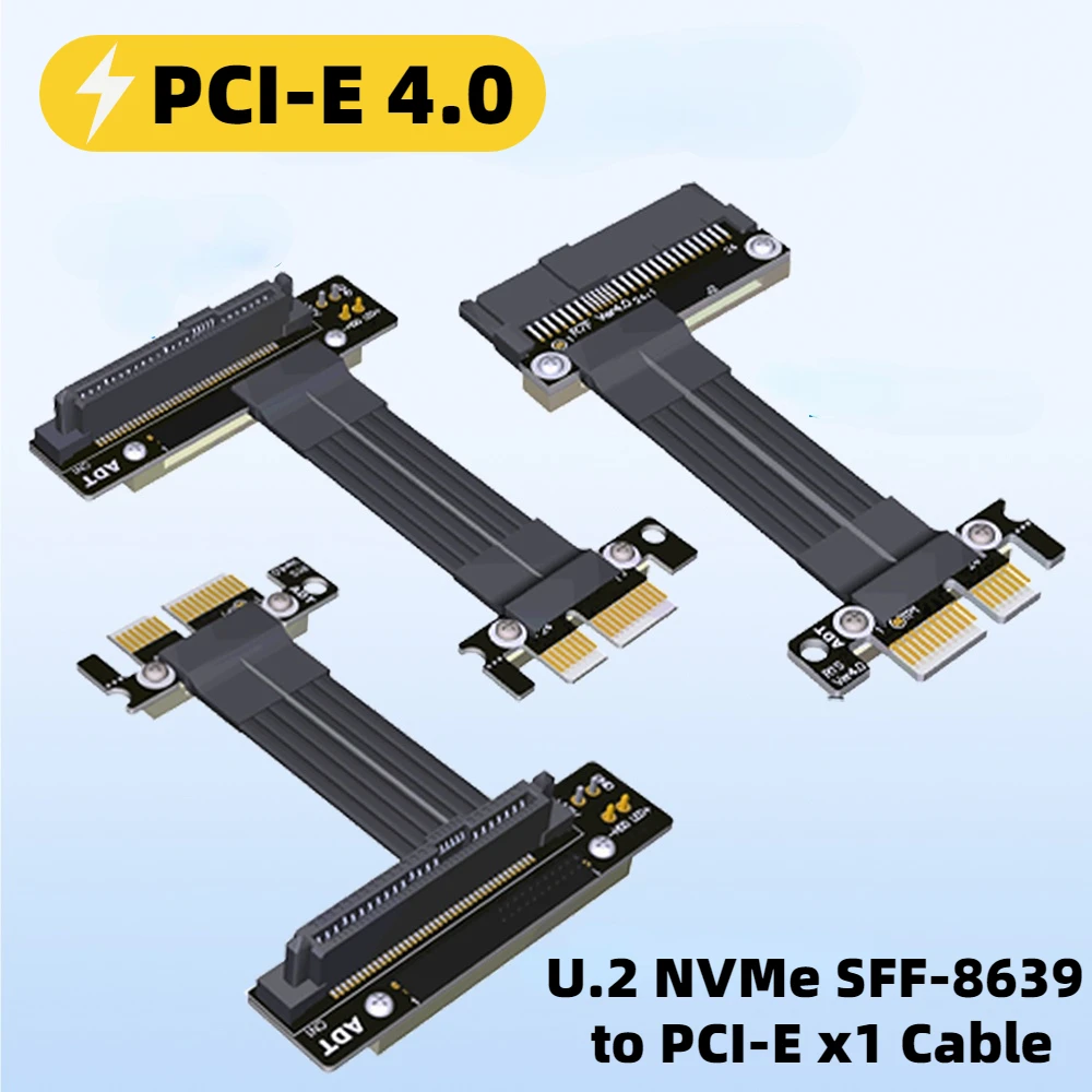 

16G PCI Express 4.0 x1 To U.2 NVMe SSD SFF8639 U2 PCIe 4.0 1x Extension Cable Riser Adapter High-Speed Signal Data Gen4 Extender