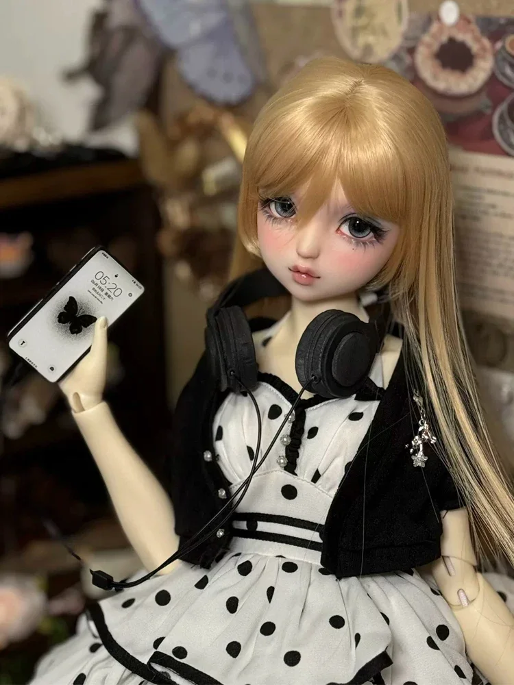 （Customize 30 Days）de toy 1/6 1/4 1/3 bjd Doll Accessories photo props mixed color headset with line and phone 2pcs/set