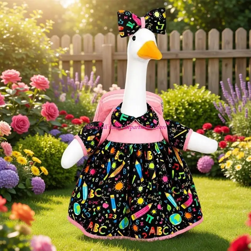  Porch Bird Statue Clothes, School-Themed Dress with Headpiece