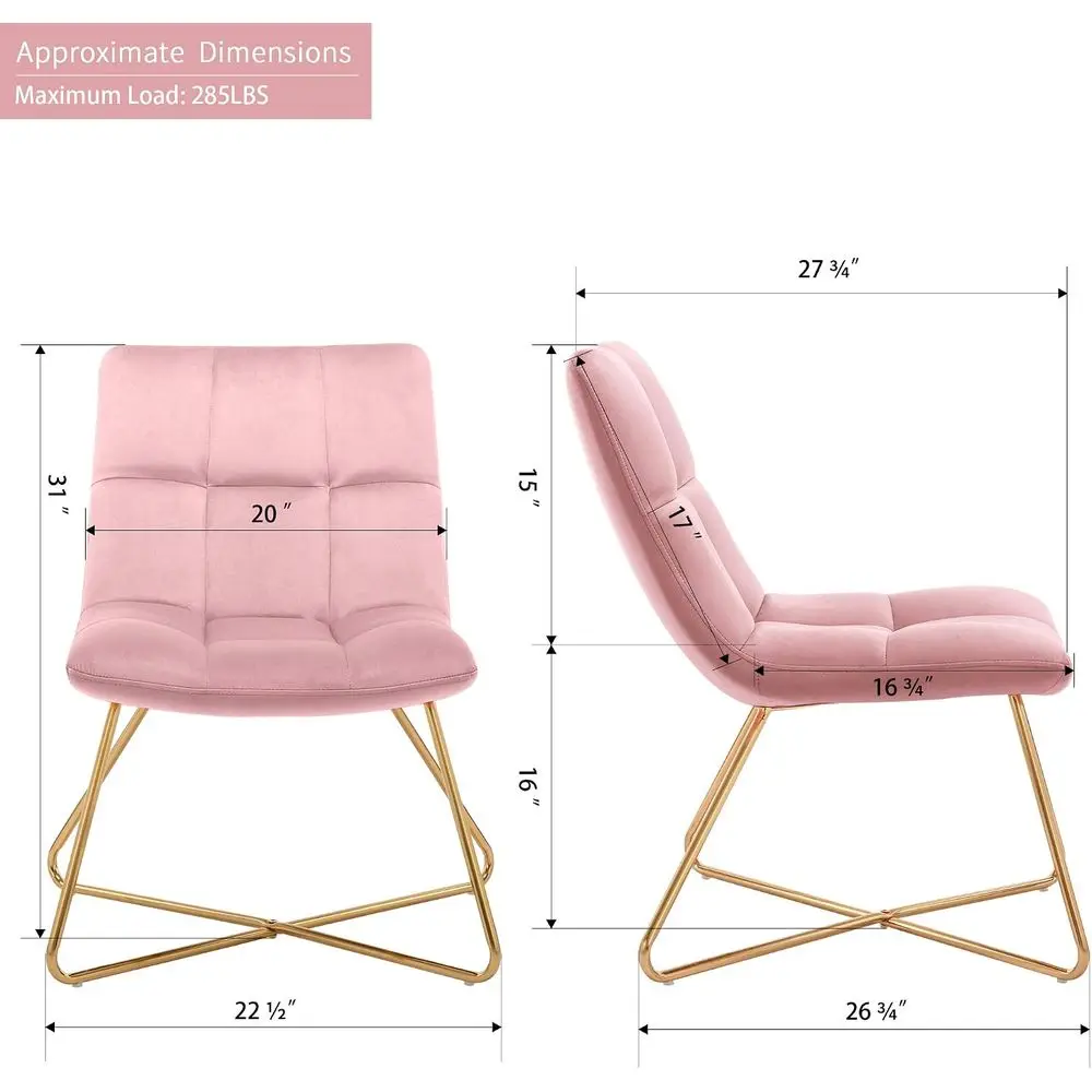 Velvet Accent Retro Leisure Lounge Chair Century ern Vanity Chair with Gold Metal Legs or Living Room Bedroom White 1 PCS