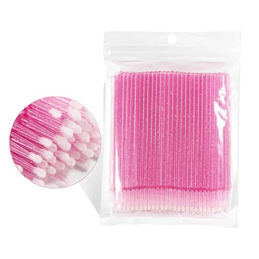 100Pcs/ Bottle Crystal  Eyelash Extension Cleaning Brush Swabs Disposable Wands Stick Spoolies Lash Perm Applicators Wholesale