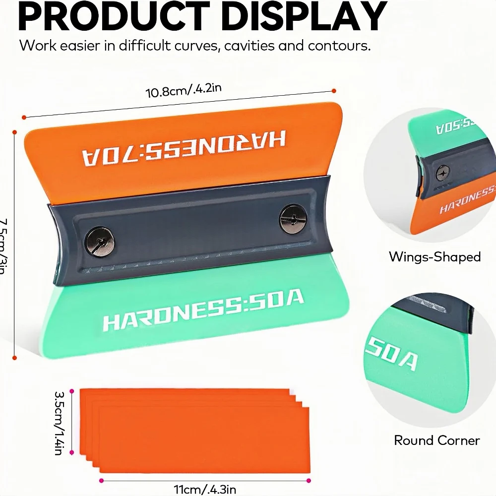 Car Wrap Tint Magnet Squeegee 7 Hardness Vinyl Decal Smoothing Scraper for Car Wrapping PPF Paint Protection Film Installation