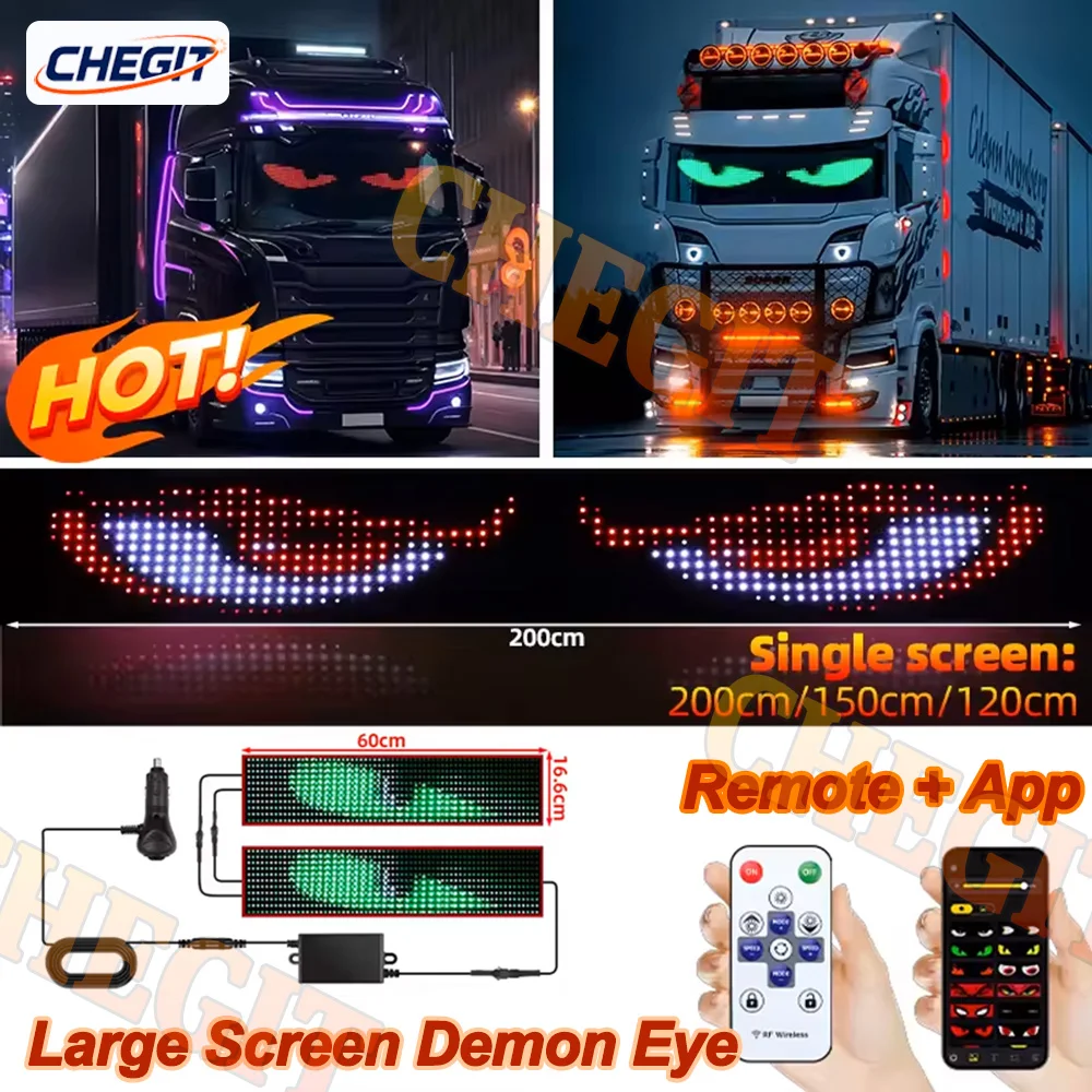 

New Big Screen APP LED Truck Car Devil Eye Light LED Matrix Pixel DIY Custom Text Pattern Lighting Display For Truck Windshield