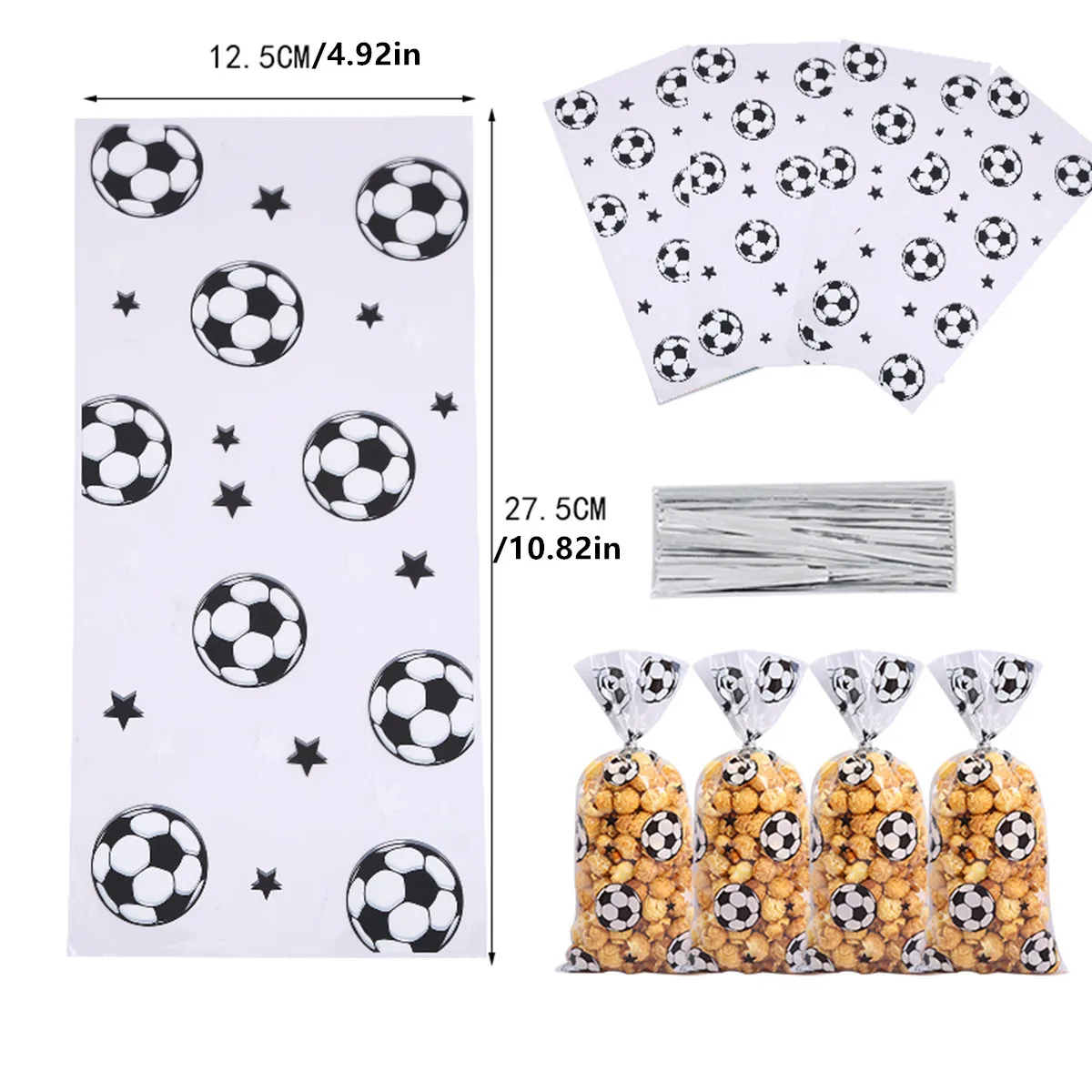 50 Stück/25 Stück Fußball-Party Keks-Geschenktüten Party-Süßigkeiten-Beutel Kinder Fußball-Thema Geburtstagsdekoration Zubehör – Detail 5