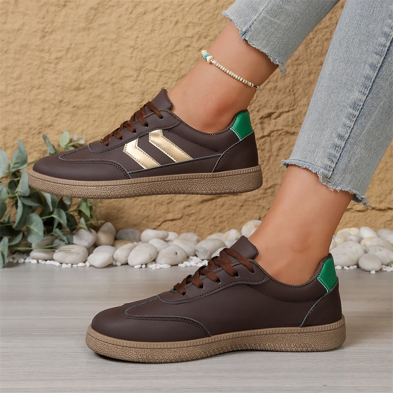 Retro Brown Flat Sneakers Women Comfortable Casual Sports Shoes Woman Trainers Lightweight Streetwear Women's Vulcanized Shoes