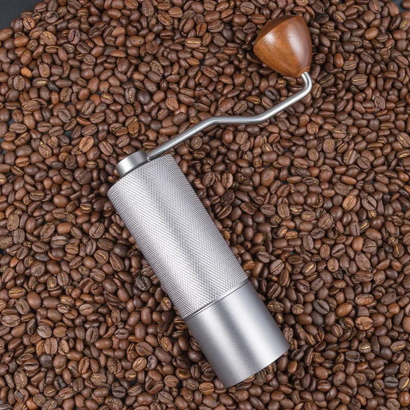 Diamond Pattern Coffee Grinder with CNC Grinding Core, Extended Labor-Saving Handle, Adjustable Grind Size for Home Use