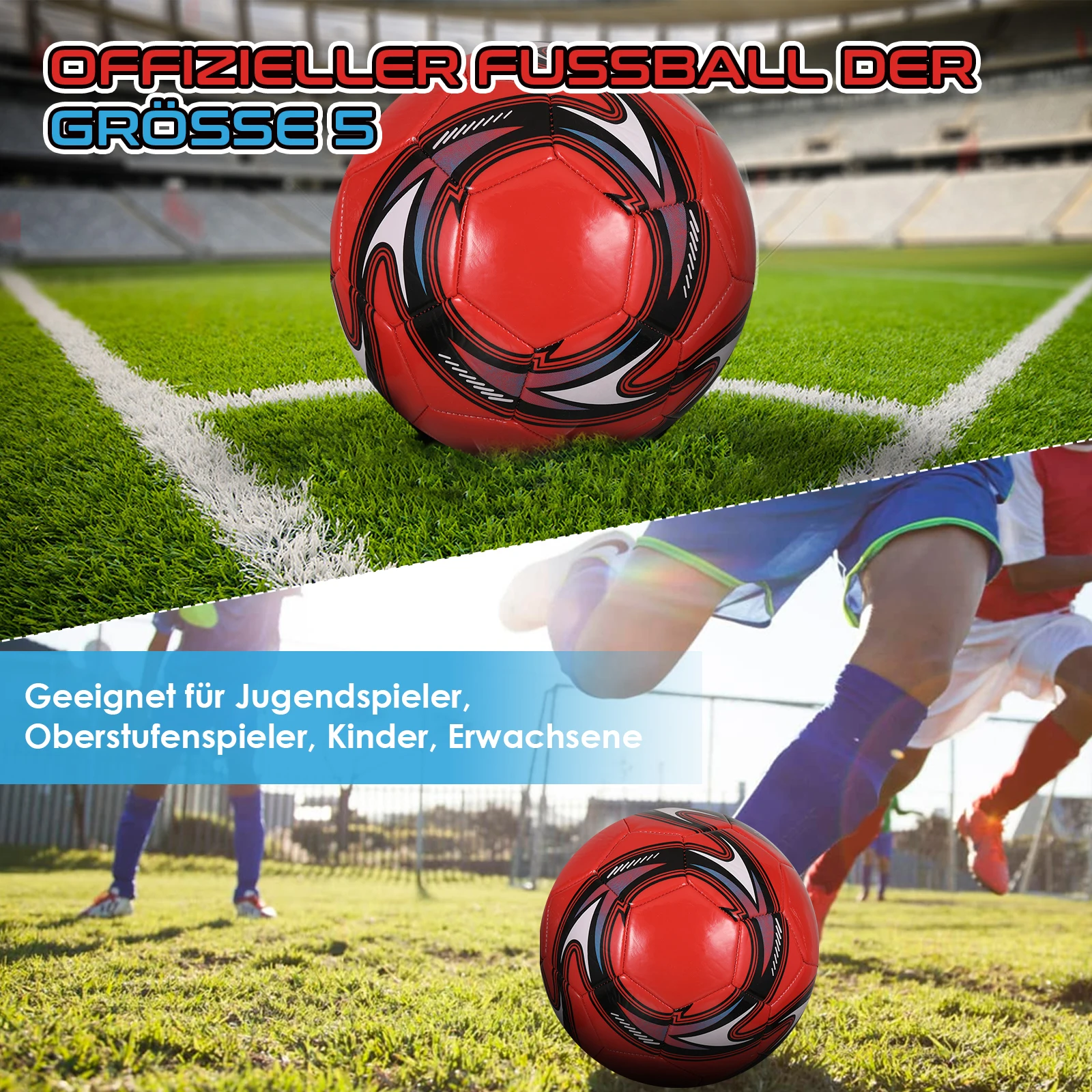 Waterproof Machine-stitched Football Size 5 For Outdoor Exercises ENHANCED FOOT FEEL Soccer Balls red size 4 Football Ball