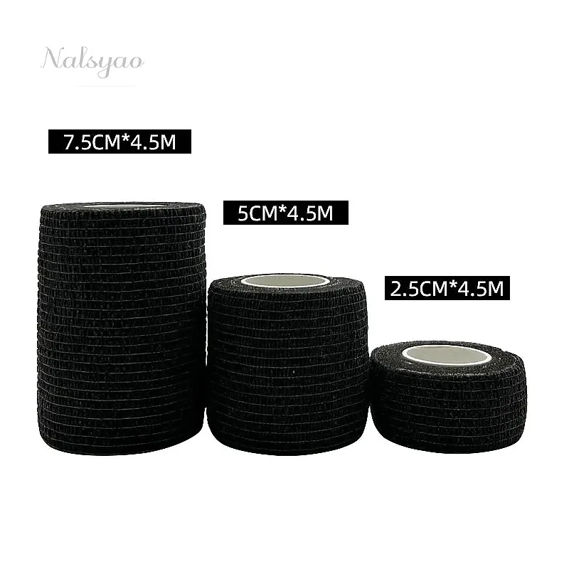 Breathable Waterproof Sports Tape Self Adhesive Bandages Wrist Ankle First Aid Black Cohesive Elastic Bandage 1/6PCS