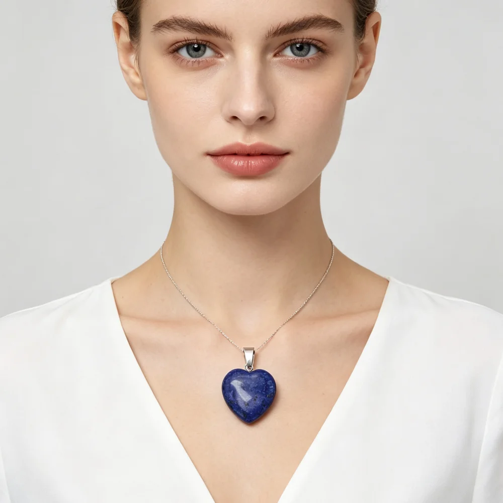 Simple Stylish Natural Stone Polished Heart-shaped Agate Crystal Single-Hole Bail Pendant DIY Jewelry Accessories Materials