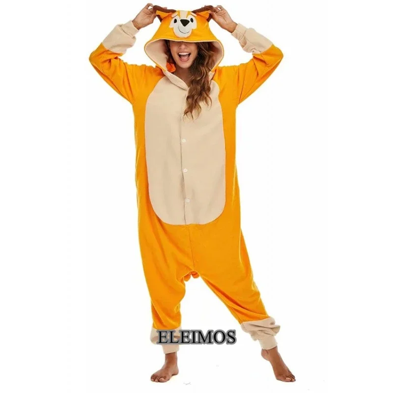 Onesies animaux de dessin animé pour adultes et enfants, Kigurumi, Blue Dog, Noël, Halloween, média, nouveauté