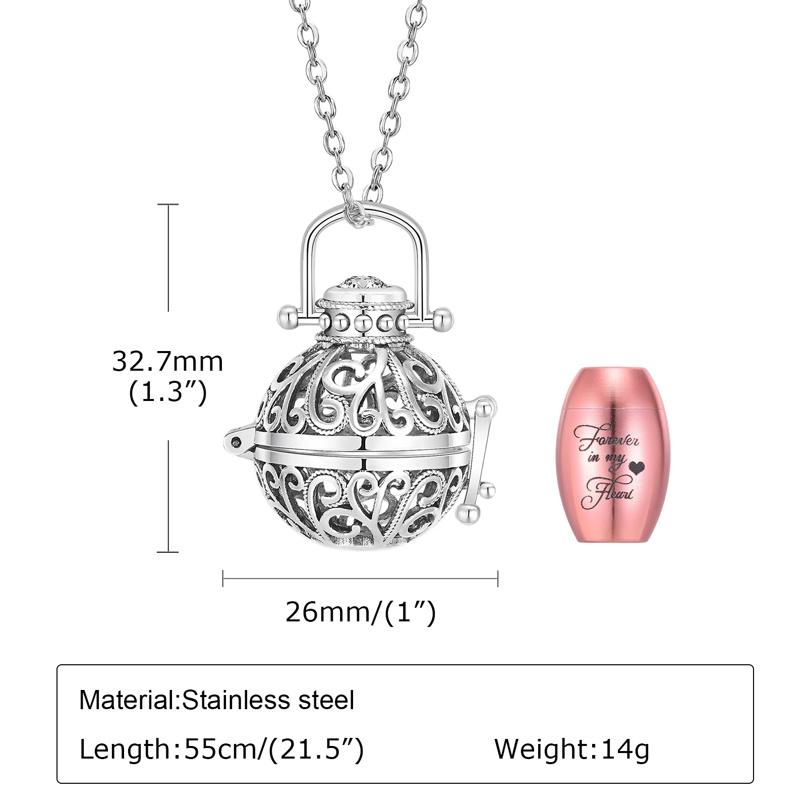 Vnox Hollow Floral Textured Cremation Urn Necklaces for Men Women, Unisex Ashes Holder Keepsake Pendant, Perfume Vial Jewelry