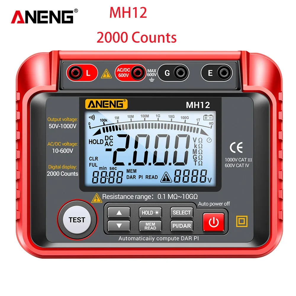 Aneng mh10/mh11/mh12/mh13 mego metro digitale elektronische mega meter isolation widerstands tester kabel megohm hochspannung messer