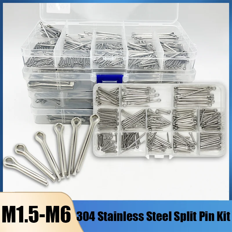 

M1.5 M2 M3 M4 M5 M6 Stainless Steel Car Break Split Pins U Shape Type Spring Cotter Hair Pin Split Clamp Open Elastic Clip Set