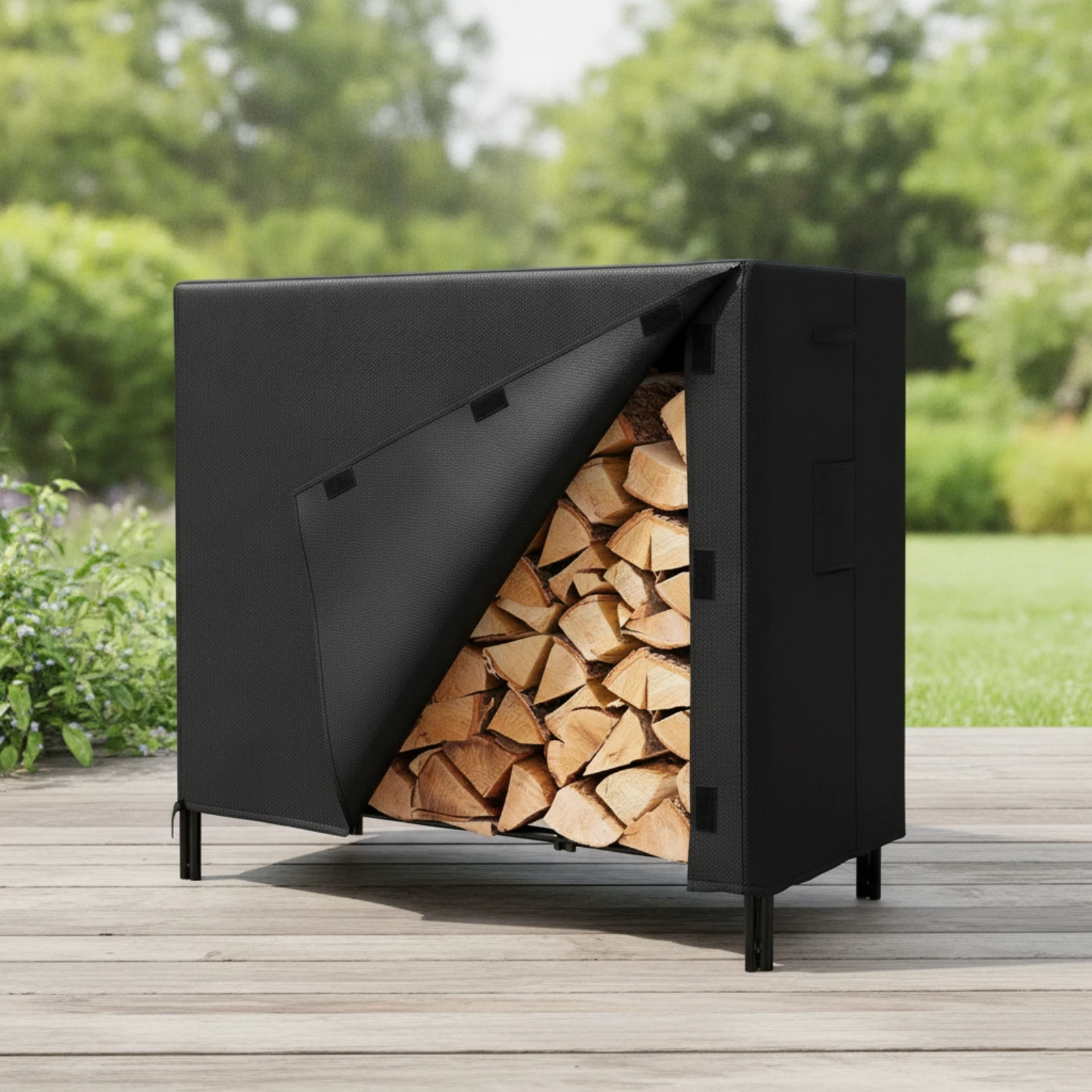 Firewood Rack Cover Waterproof Wood Rack Cover Wood Tarp Rectangular Safeguarding for Patio, Garden - view 6