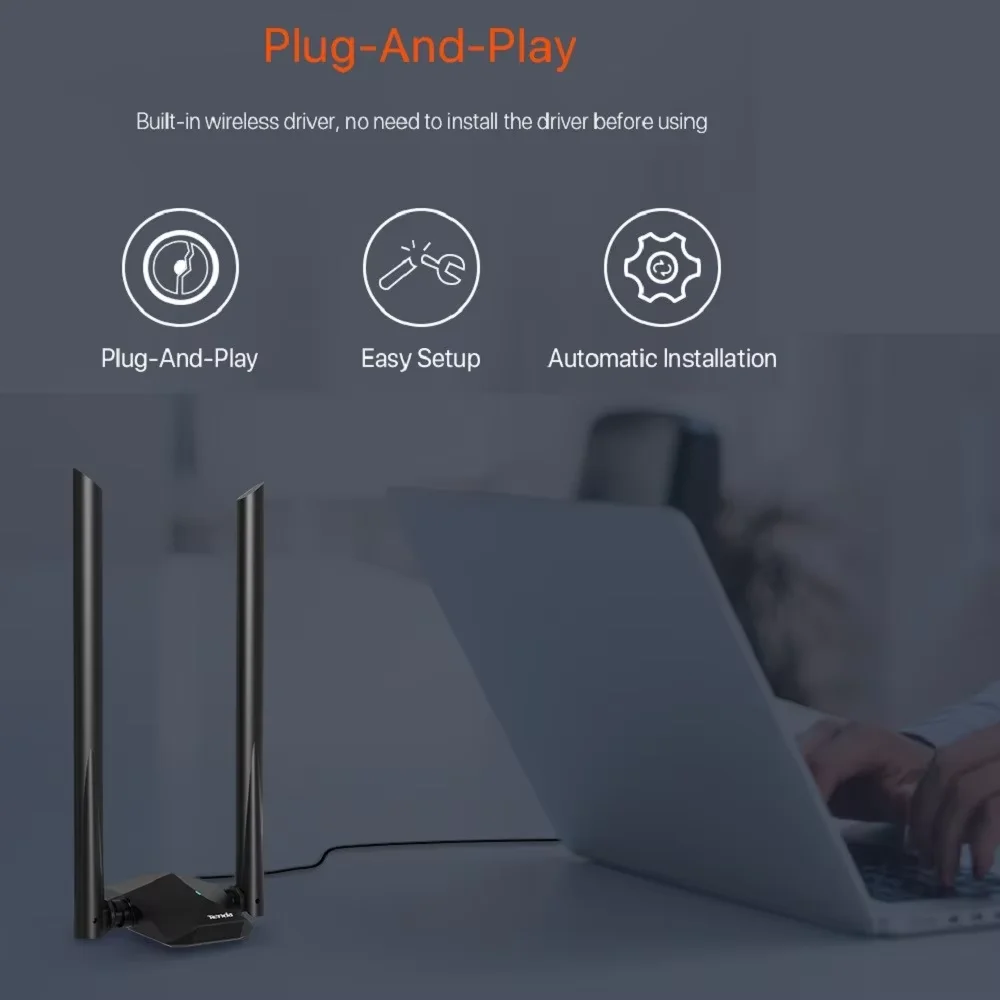 USB WIFI محول WiFi 6 AX1800 ثنائي النطاق Tenda بطاقة الشبكة 1800mbps USB3.0 5dBi هوائيات 2.4 & 5G محول لاسلكي للكمبيوتر المحمول