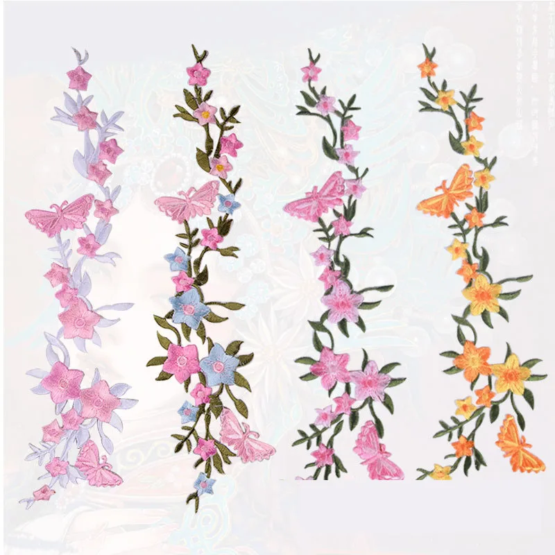 

Embroidered plum blossom patch hot stamping DIY costume patch