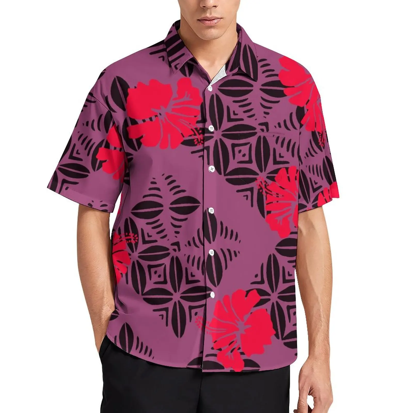 Men\'S Casual Fashion Top Polynesian Print Shirt 2024 New Fiji Island Style Custom Summer Short Sleeve Shirt