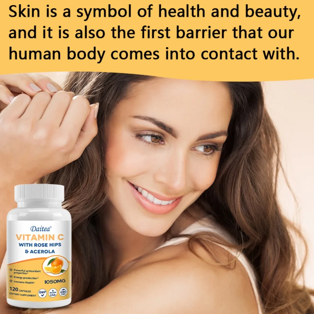 Vitamin C Immune Support 1050mg - Skin Brightening, Optimal Absorption, Cellular Energy, Calcium Absorption, Supplement
