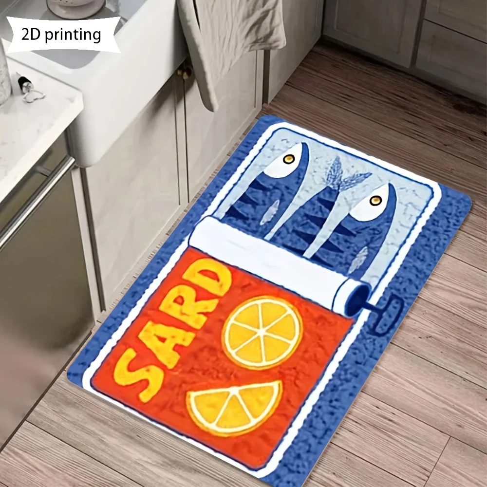 1pc Sardine Lemon Design Suitable for, Bedroom, & Bathroom - Soft Cozy Flannel with Lemon, Machine Washable Rectangular for Spring Summer Decor, for Use