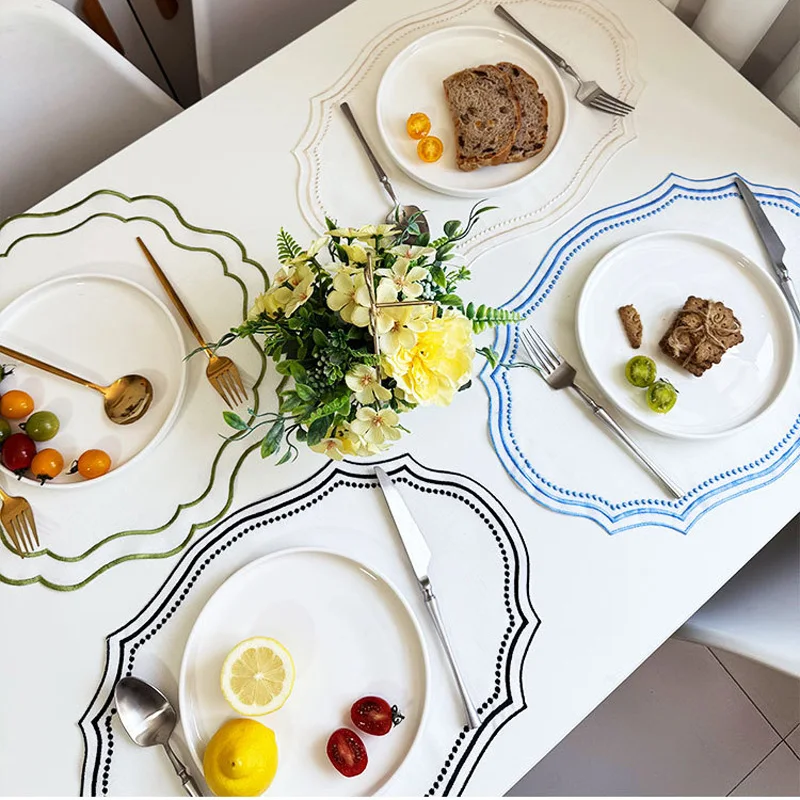 Y2k خمر الفرنسية الدانتيل الجدول حصيرة المطرزة المناديل مفرش المائدة الزخرفية الرعوية قابل للغسل طاولة دانتيل مكان حصيرة 2025 جديد #3