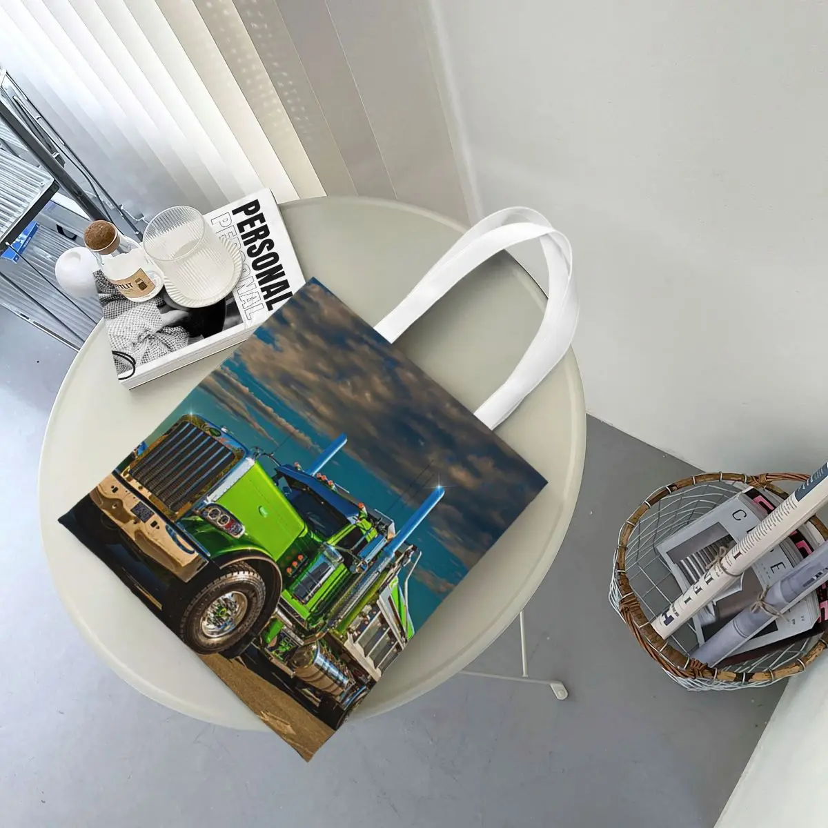 NICE GREEN PETERBILT Shopping Bags Canvas The Tote Bag Folding for Women Shoulder Tote Travel Handbag