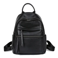 Genuine Leather Leisure Travel Backpack Women's New Fashionable Top Layer Cowhide Large Capacity Book Bag Trendy Backpack