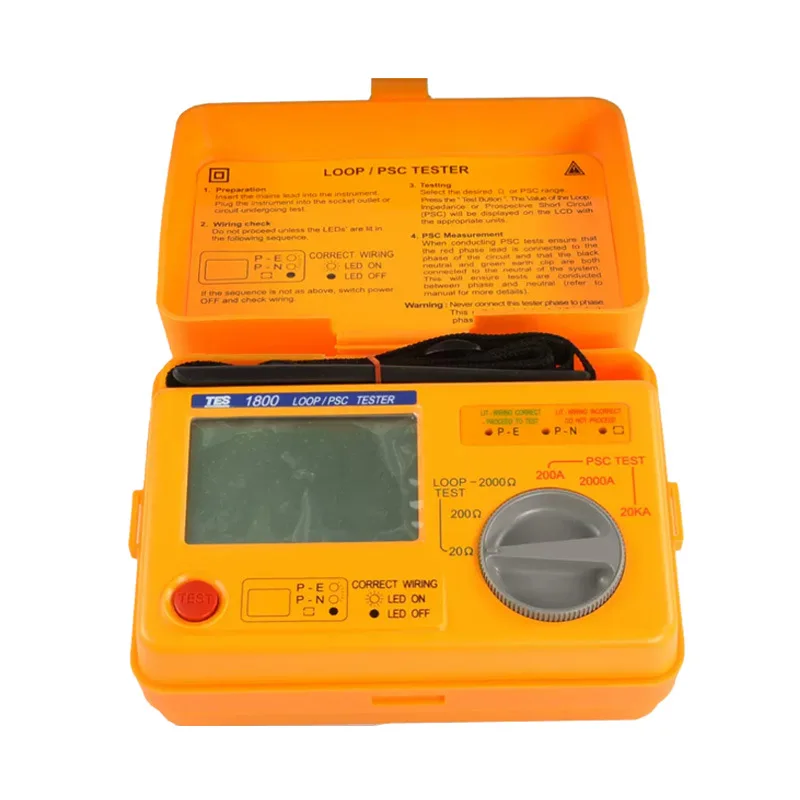 TES-1800 Digital LOOP/PSC Tester Meter Loop,Auto lock out if Test Resister Overheats,Measure Low Loop with 0.01 W Resolution