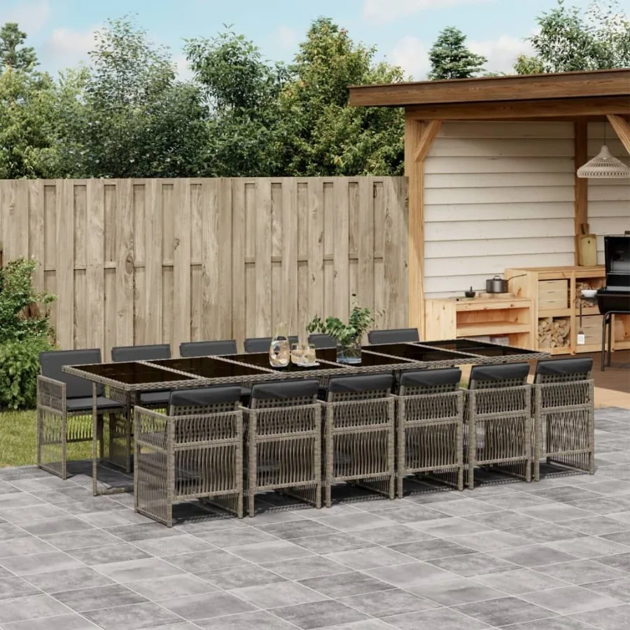 

Garden Dining Set Grey Black Dark Grey
