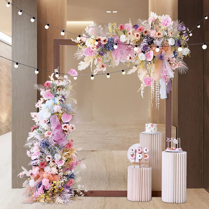 Simulation flower art background wall decoration and layout commercial space live stream fake flower photo frame shopping mall