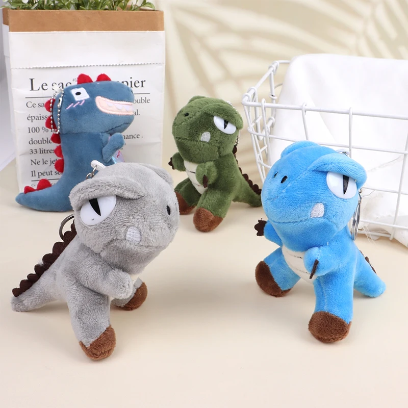 Juguetes de peluche de dinosaurio de 14cm, llavero bonito de dibujos animados de tiranosaurio, muñecos de peluche, llavero para niños, regalo de cumpleaños y Navidad