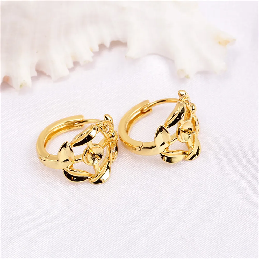 Domestic 14k Gold Color Small Butterfly Zircon Pearl Small Earrings DIY Accessories Fashion Temperament Women