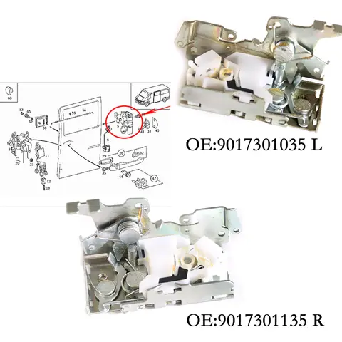 Middle Door Left&Right Sliding Door Latch Lock Actuator Compatible With Mercedes Sprinter/ W T2 1995-2006 9017301135 9017301035