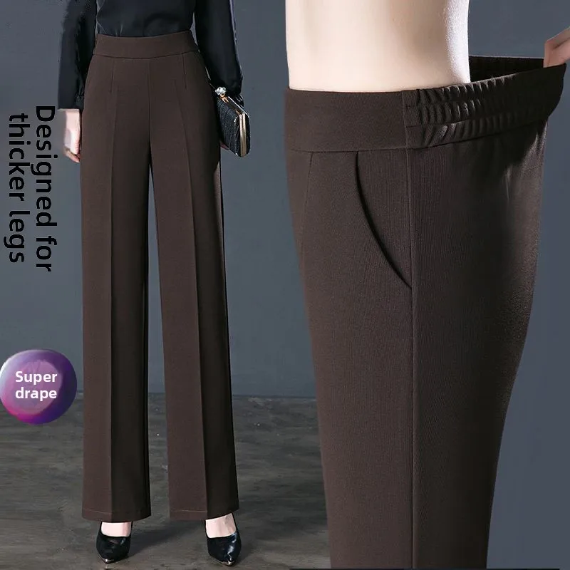 

Early Autumn Thin Straight Leg Pants Women's Drapey Loose High Waist Casual Long Trousers Stylish plus Size for 50 Year Old M...
