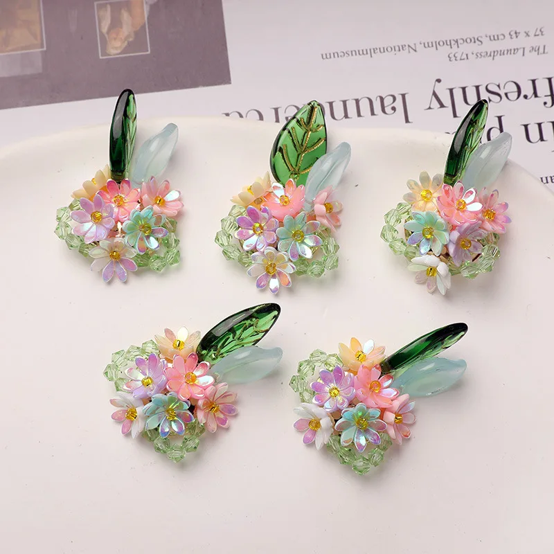 Shoe Charms Fresh Green Leaf Colorful Floral Clusters DIY Resin Multicolor Small Lightweight for Clog Sandals Jelly Shoes Summer