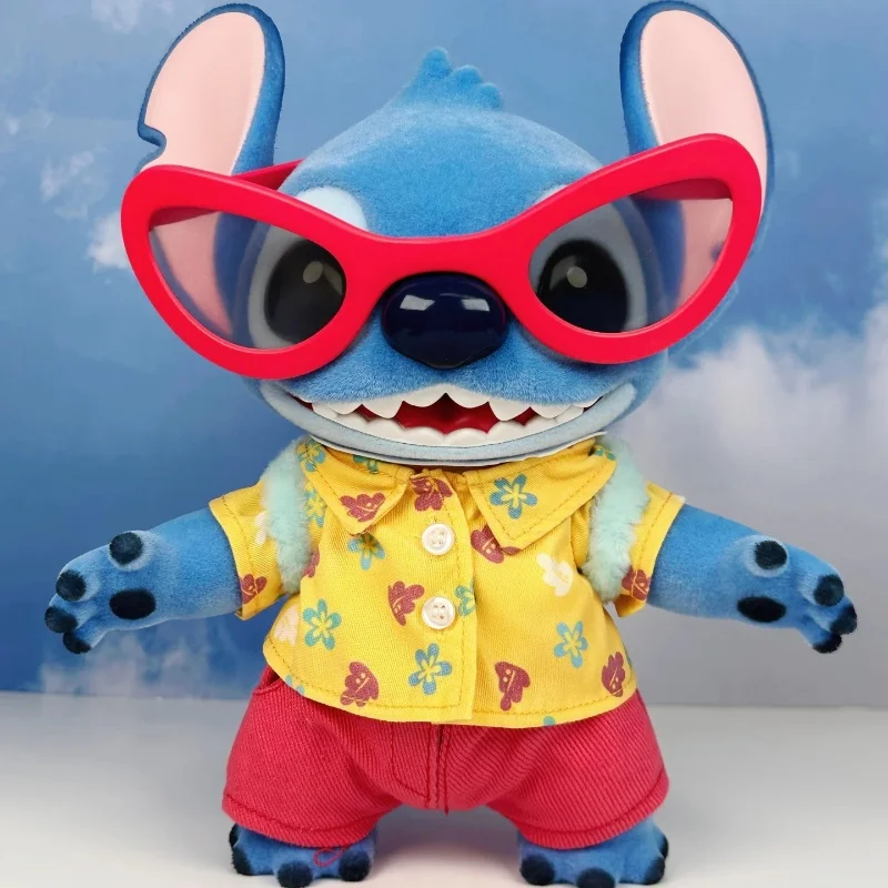 New Genuine Disney Hello Stitch Summer Series Cute Vinyl Collectible Figure 25cm 9.8in Large Body Display Toy Birthday Gifts