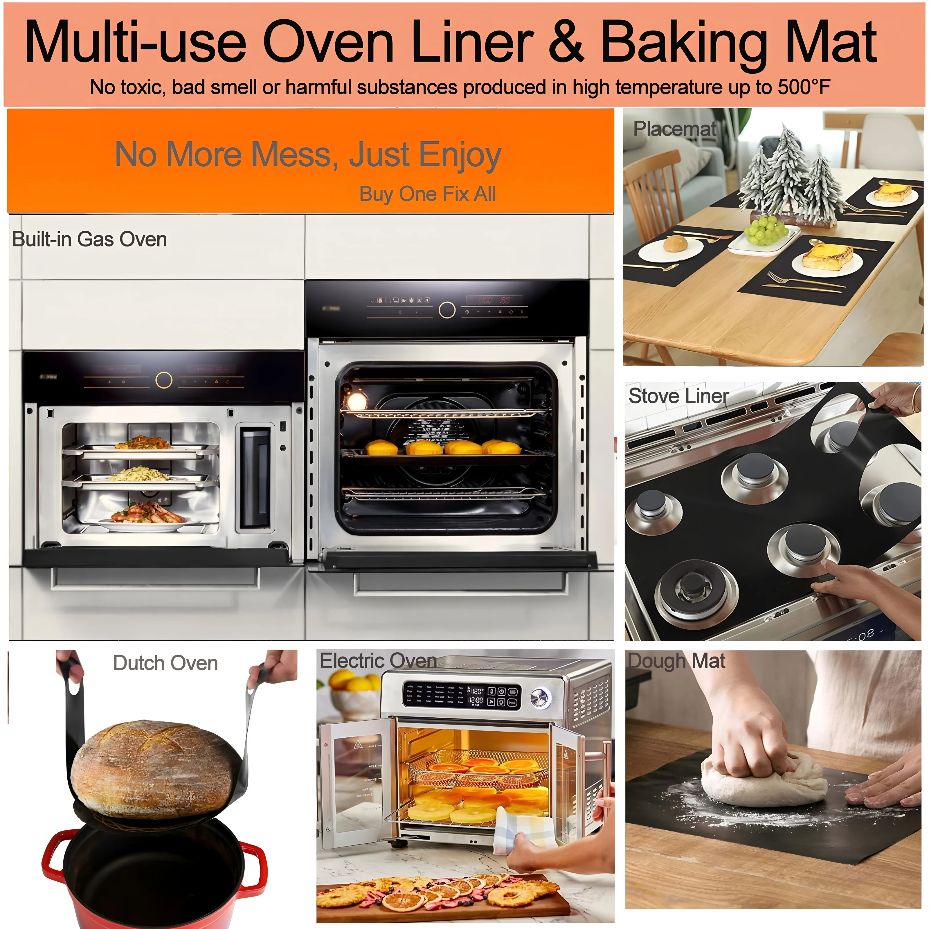 بطانات سفلية للفرن غير لاصقة شواية باربيكيو الحصير قابلة لإعادة الاستخدام المطبخ محمصة بطانة الهواء المقلاة الطبخ مقاومة للحرارة ورق الخبز