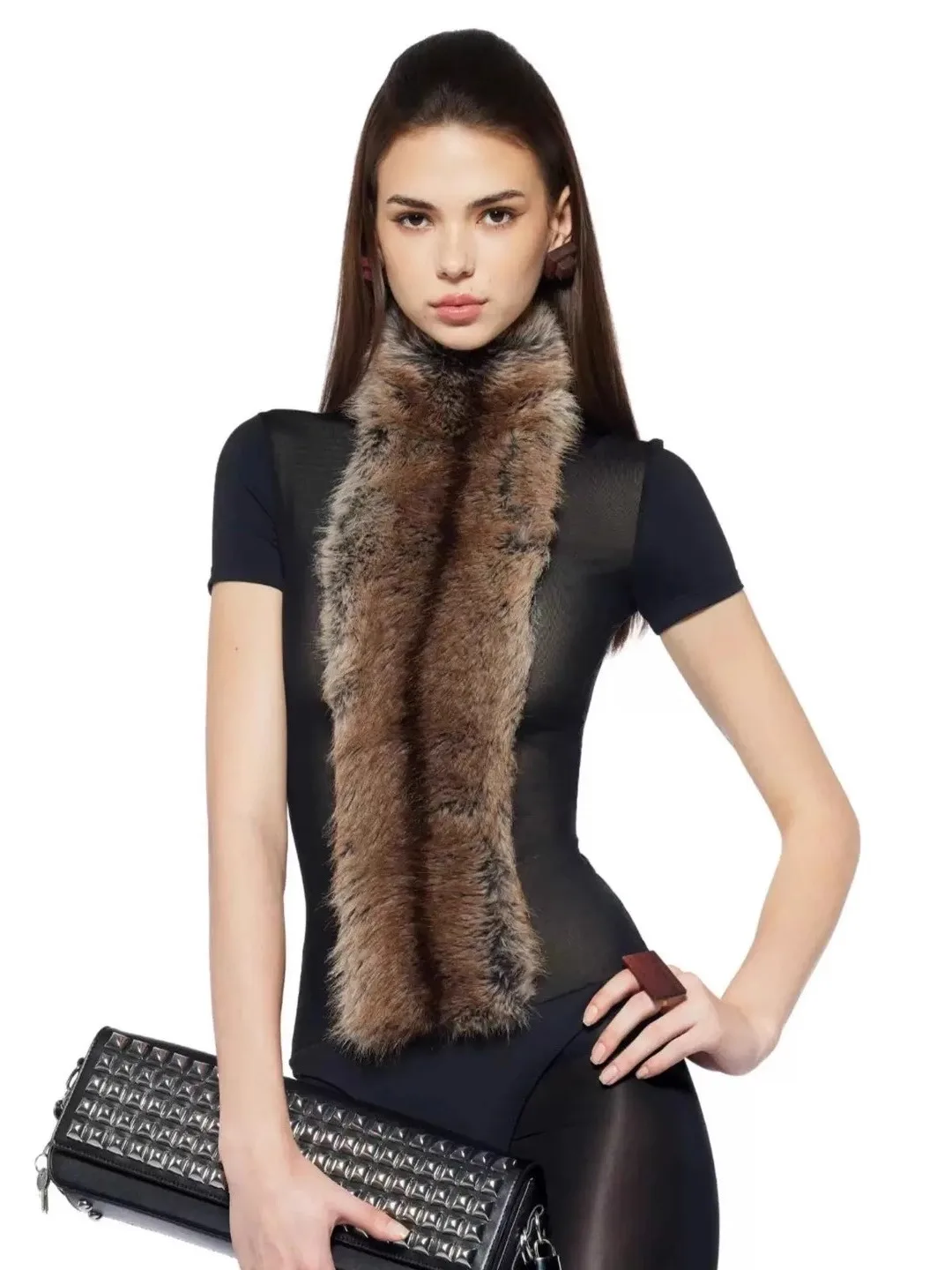 

Millennial Rebel Aesthetic Plaid ort Sve T-irt Onesie Splice Design Stand Collar Furry Contrast Color Blo Me