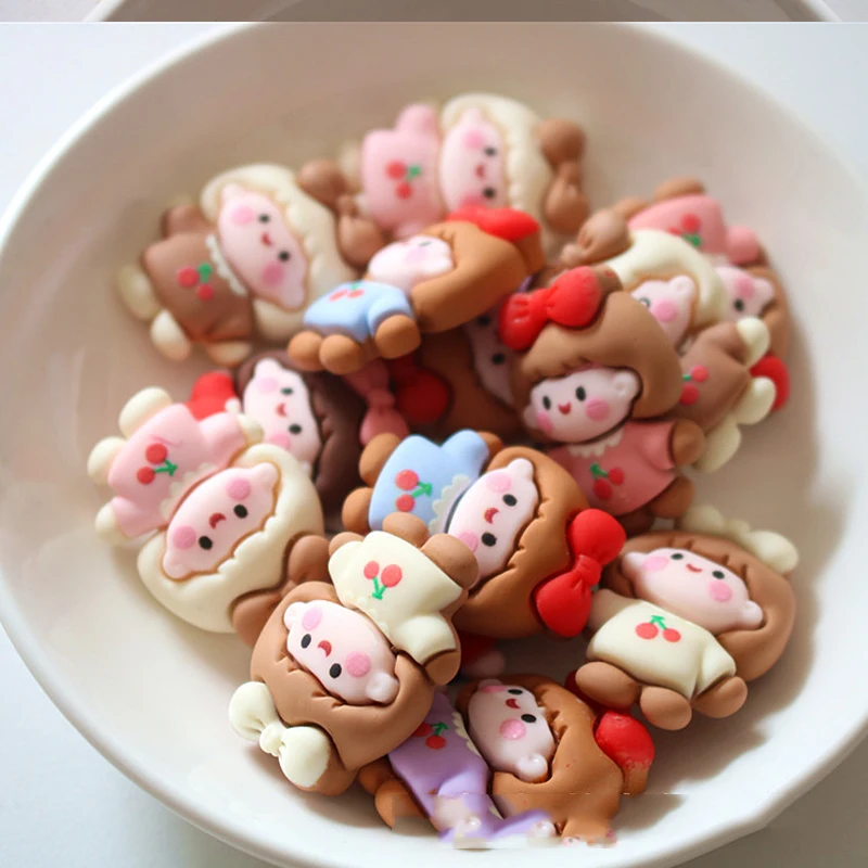 10pcs Mini Kawaii Cartoon Fruit Cherry Resin Flat Back Cabochons Scrapbook Diy Party Hairpin Accessories Home Decoration Craft