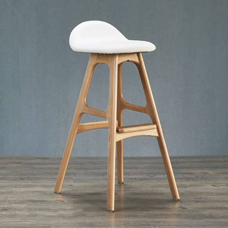 Tabouret de Bar Minimaliste en Bois Blanc, Chaise de Cuisine Moderne et Douce, Mobilier de Luxe