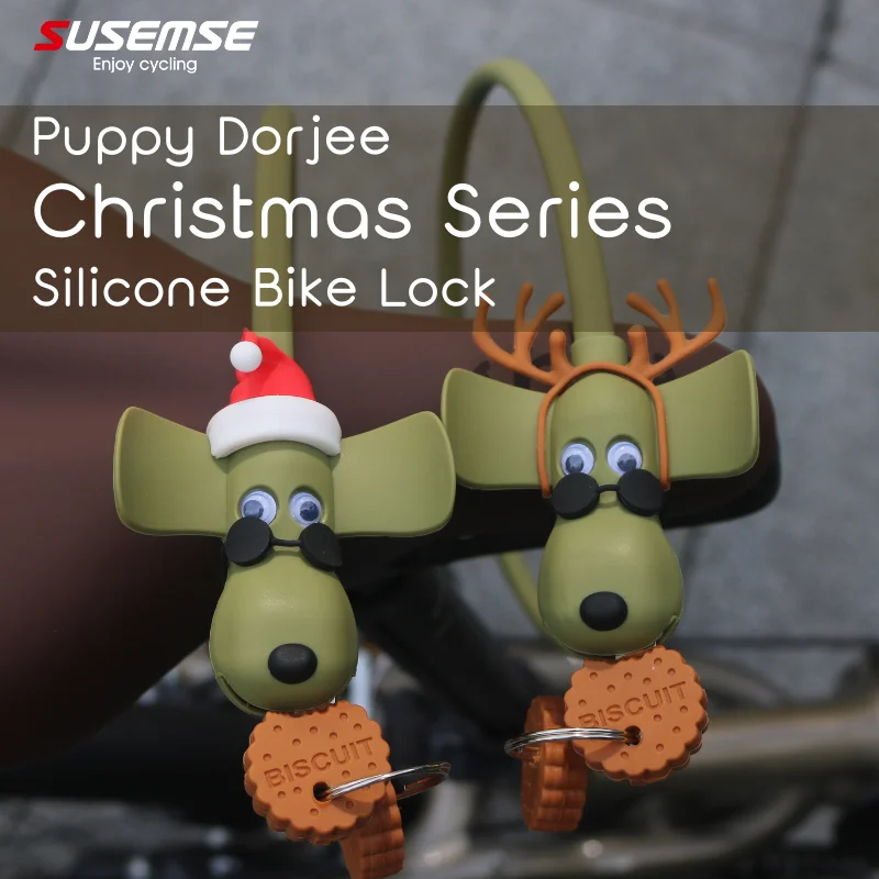 

SUSEMSE Cute Silicone Bike Lock Christmas Series for mountain bike&road bike child bike Bike Accessories Anti-theft Bike Lock