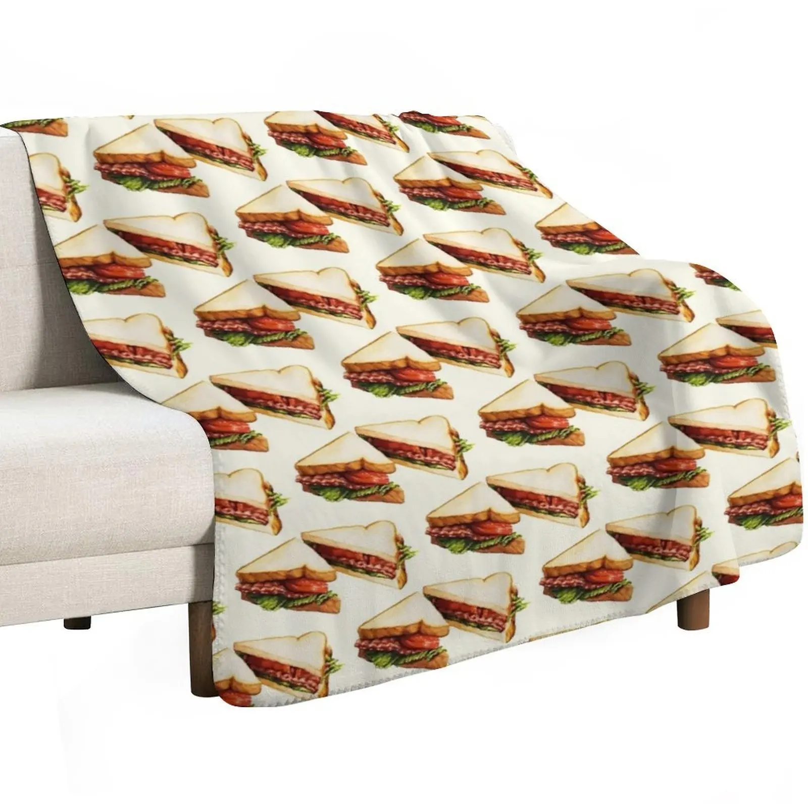 BLT Sandwich Pattern Throw Blanket Summer Beddings Bed Tourist bed plaid Thermals For Travel Hairy Blankets