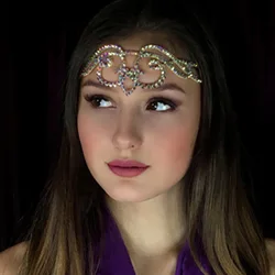 2024 AB Color Rhinestone Forehead Chain Face Jewelry for Women Fashion Bridal Crystal Elastic Hairband Hair Accessories Gifts
