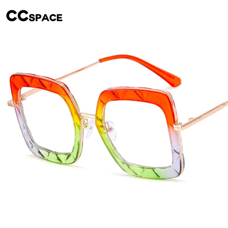 48200 Retro Square Anti Blue Light Crystal Cutting Rainbow Glasses Frames Women Fashion Computer Eyeglasses