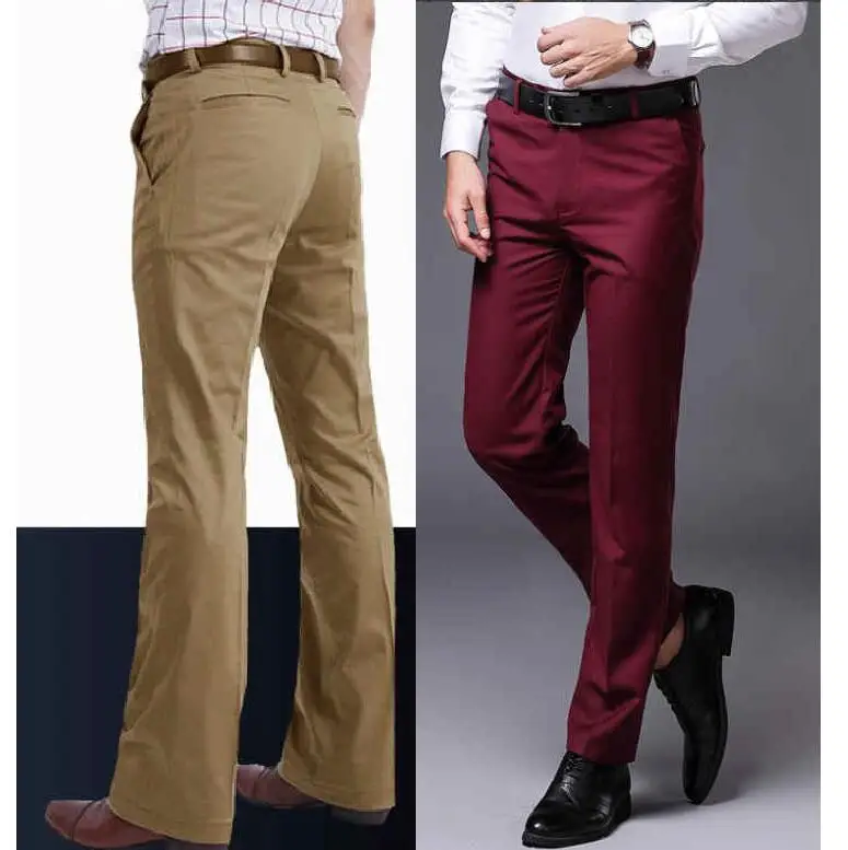 

Spring Summer Men's Flared Pants Non Ironing Straight Leg Suit Trousers Men Wide Leg Pants