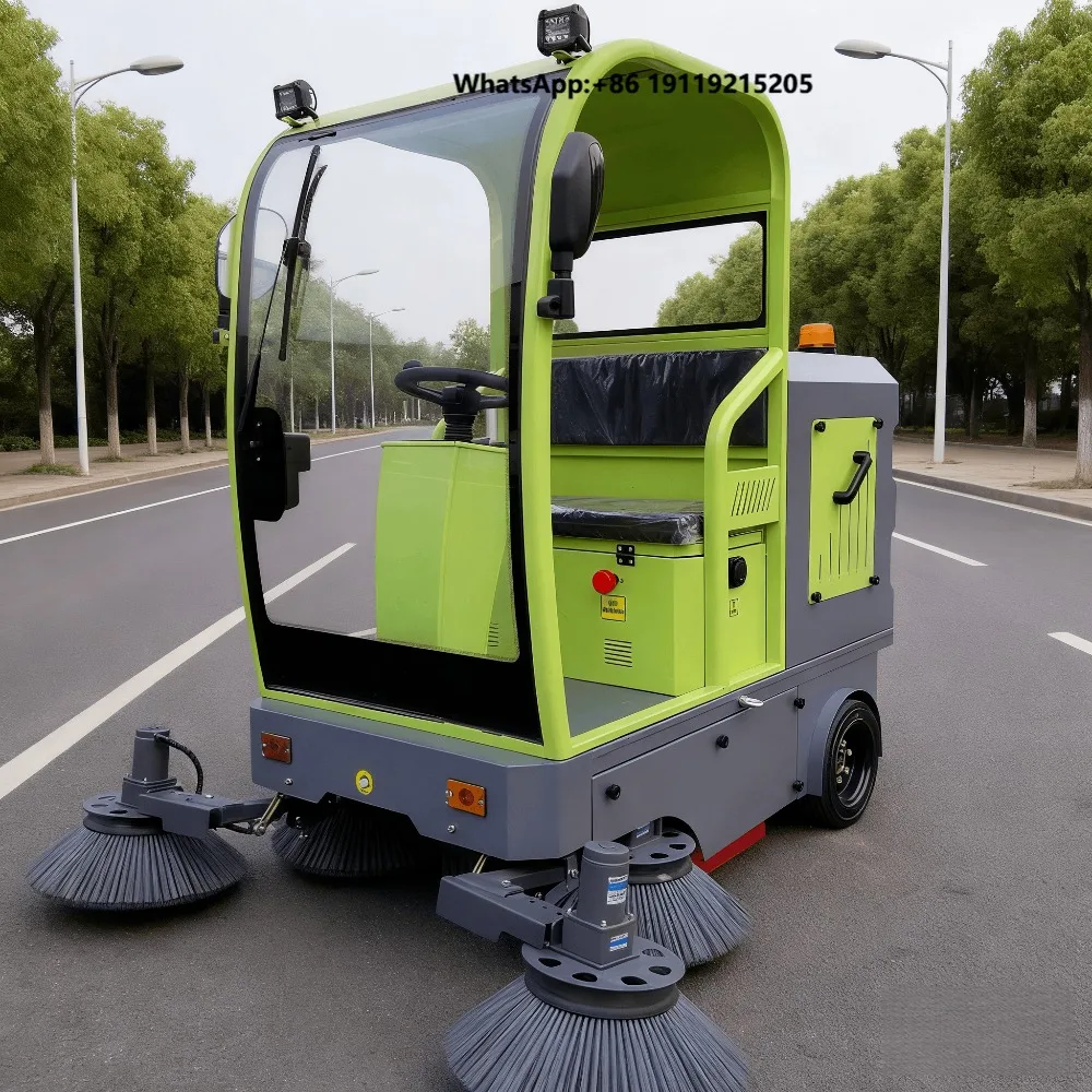 New S1800 Industrial Cordless Ride-On Battery-Powered Electric High Pressure 1800mm Leaf Collecting Road Street Floor Sweeper