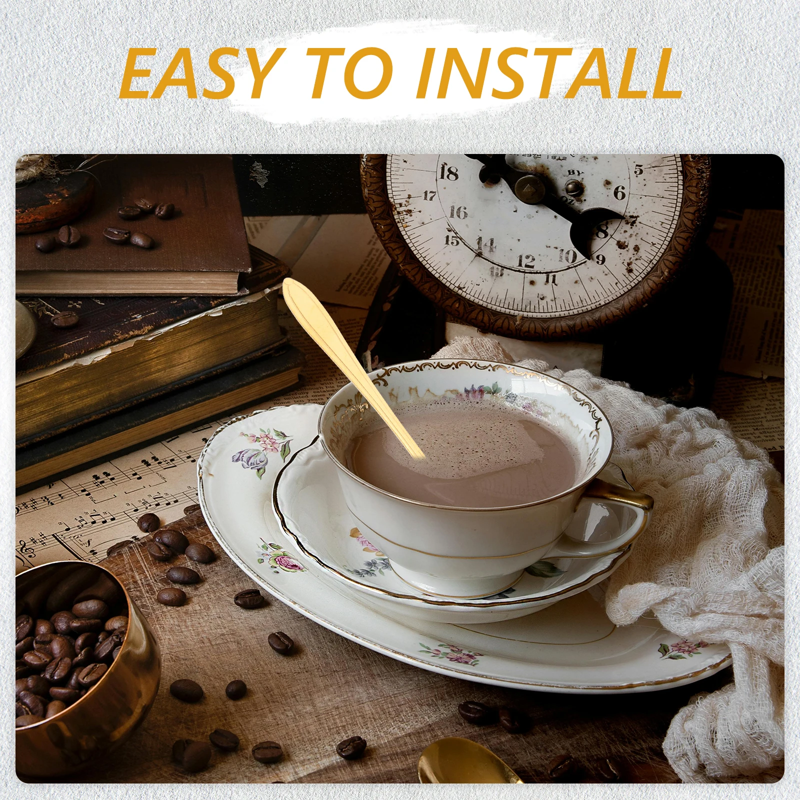 

4Pcs Coffee -Shaped Stainless Steel Small Teaspoon for Dessert Ice Cream Sugar Mixing Kitchen Utensil Tea Party