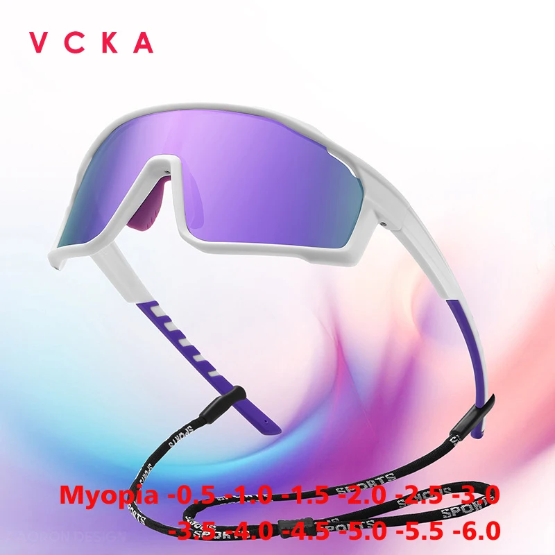 

VCKA Sports Myopia Sunglasses TR90 Men Women Outdoor Riding Polarized Eyewear Driving Custom Prescription Glasses -0.50 to -6.0