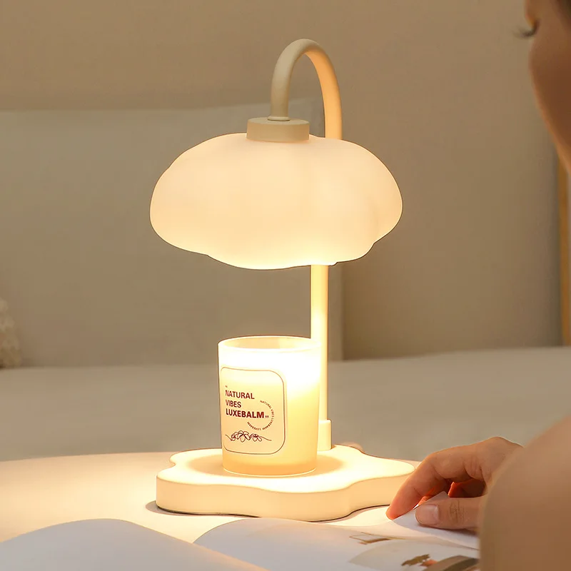 Cloud Shape Flameless Candle Lamp Dimmable Timing Aroma Diffuser Bedroom Decor Light