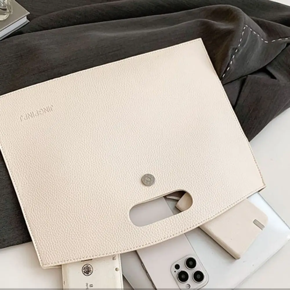 Simple PU Office Document Tote Bag Solid Color Large Capacity Computer Bag Handbag Laptop Bag File Bag Women