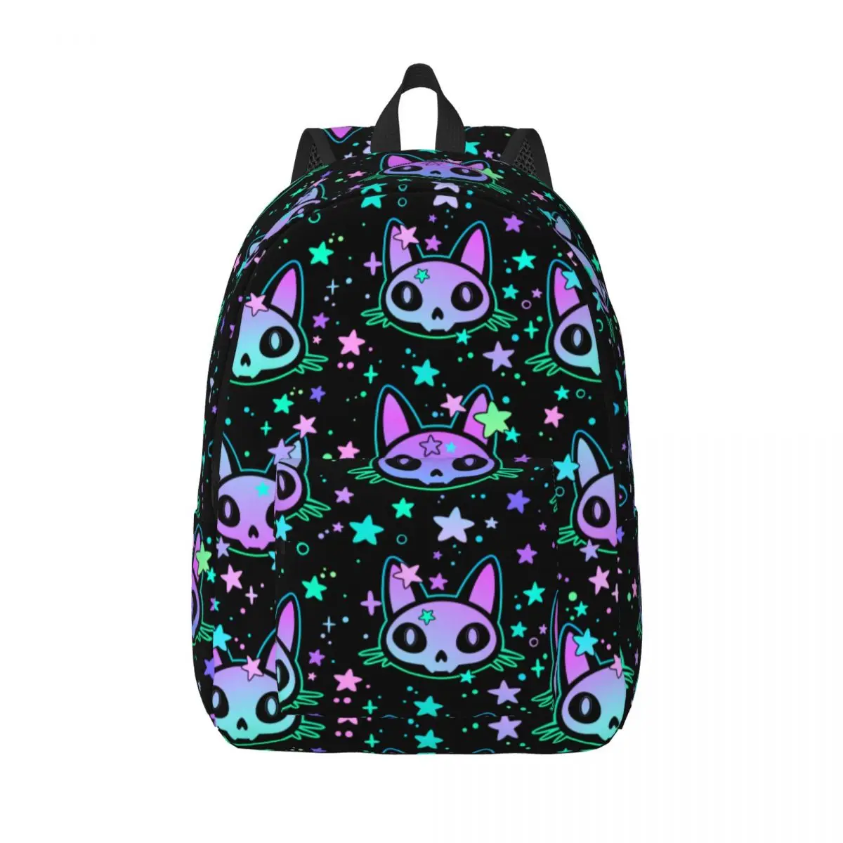 

Cute Cat Skulls Stars Backpack Middle High College School Student Bookbag Teens Daypack Gift